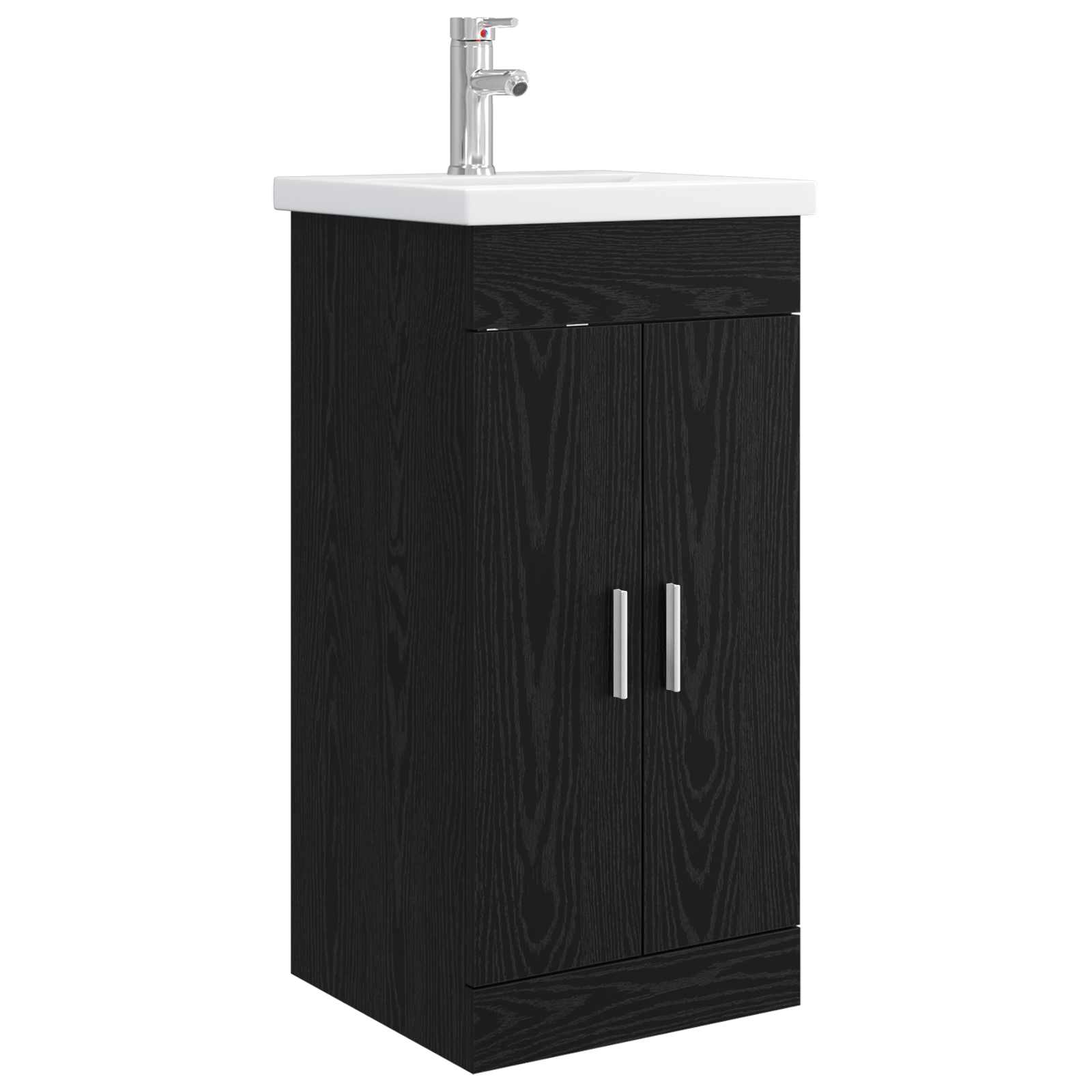 Badrumsspegel med handfat Svart ek 42 x 40 x 84,5 cm