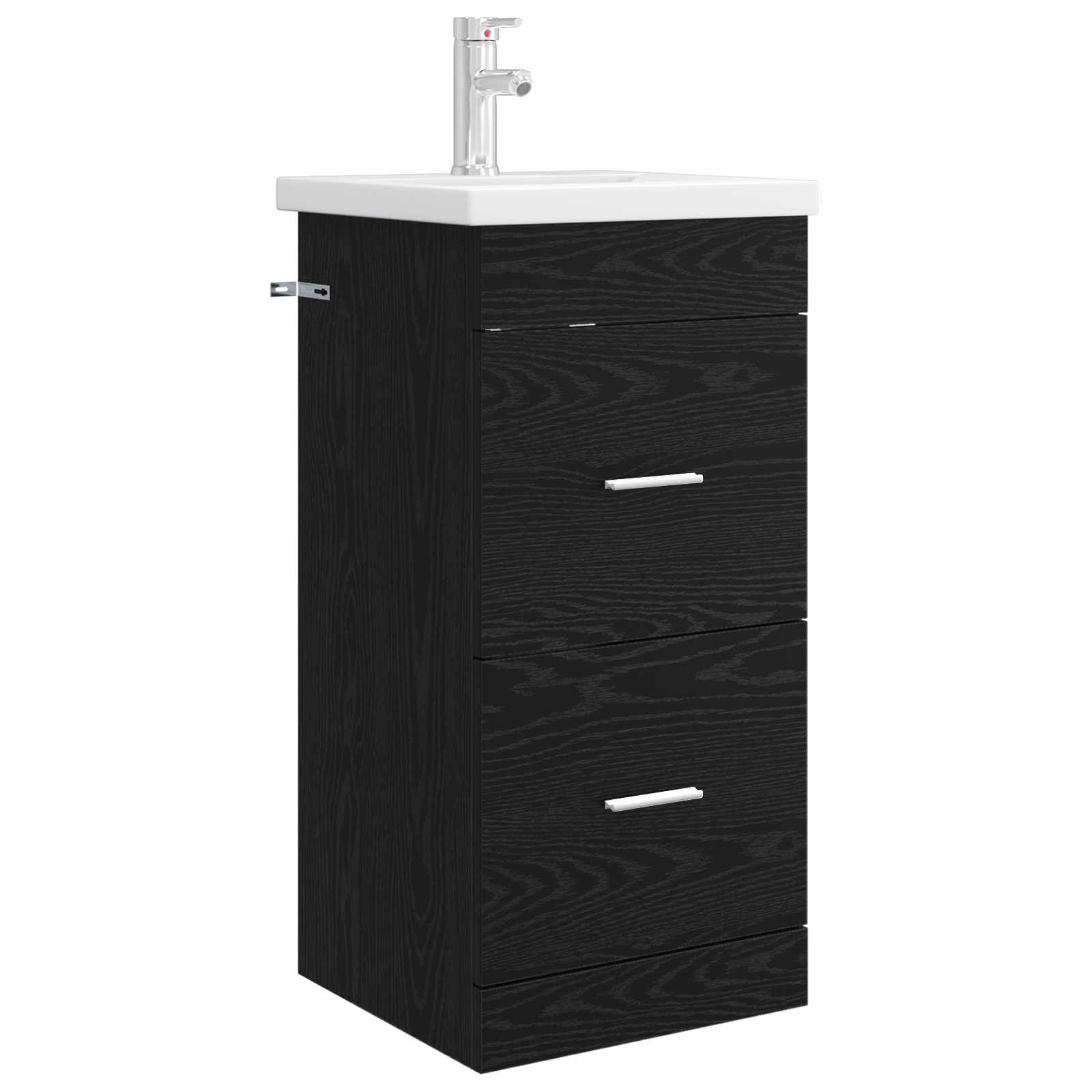 Badrumsspegel med handfat Svart ek 42 x 40 x 84,5 cm