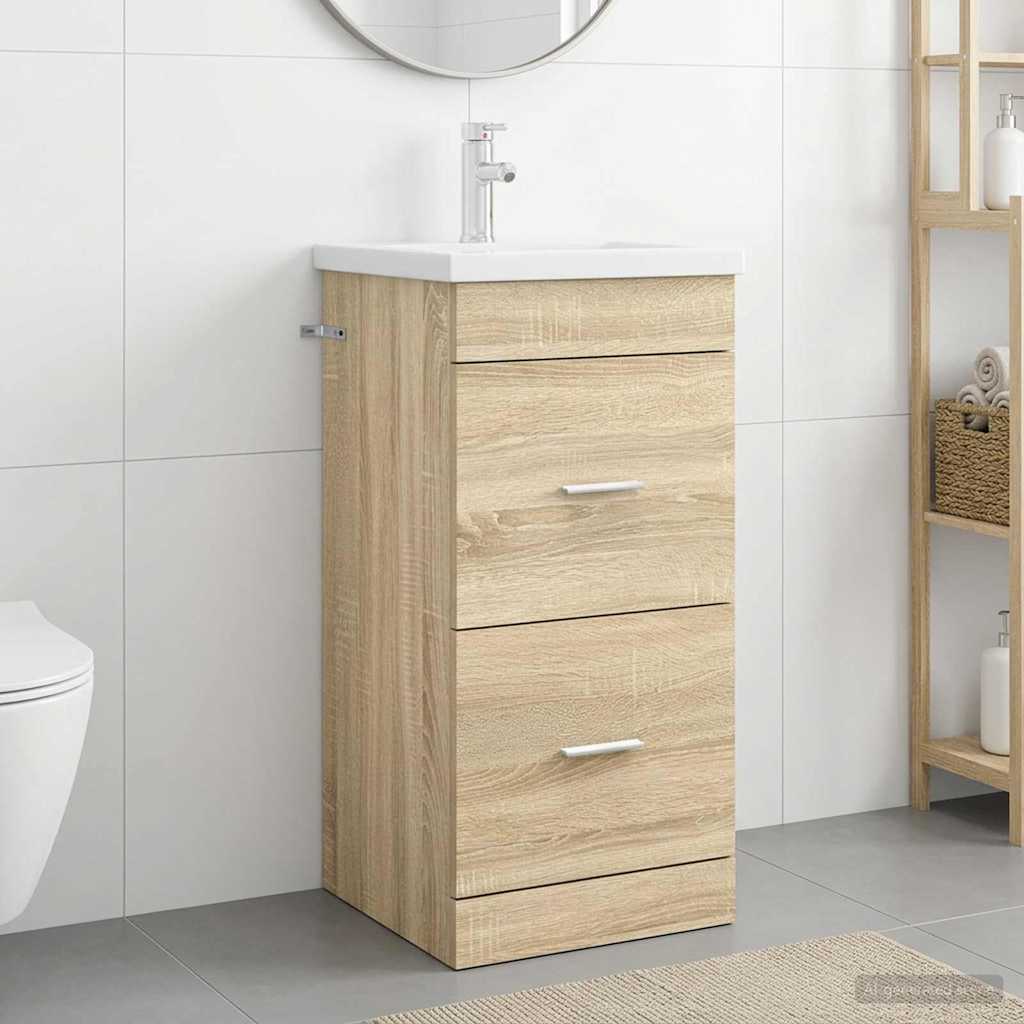 Badrumsspegel med handfat Sonoma-ek 42 x 40 x 84,5 cm