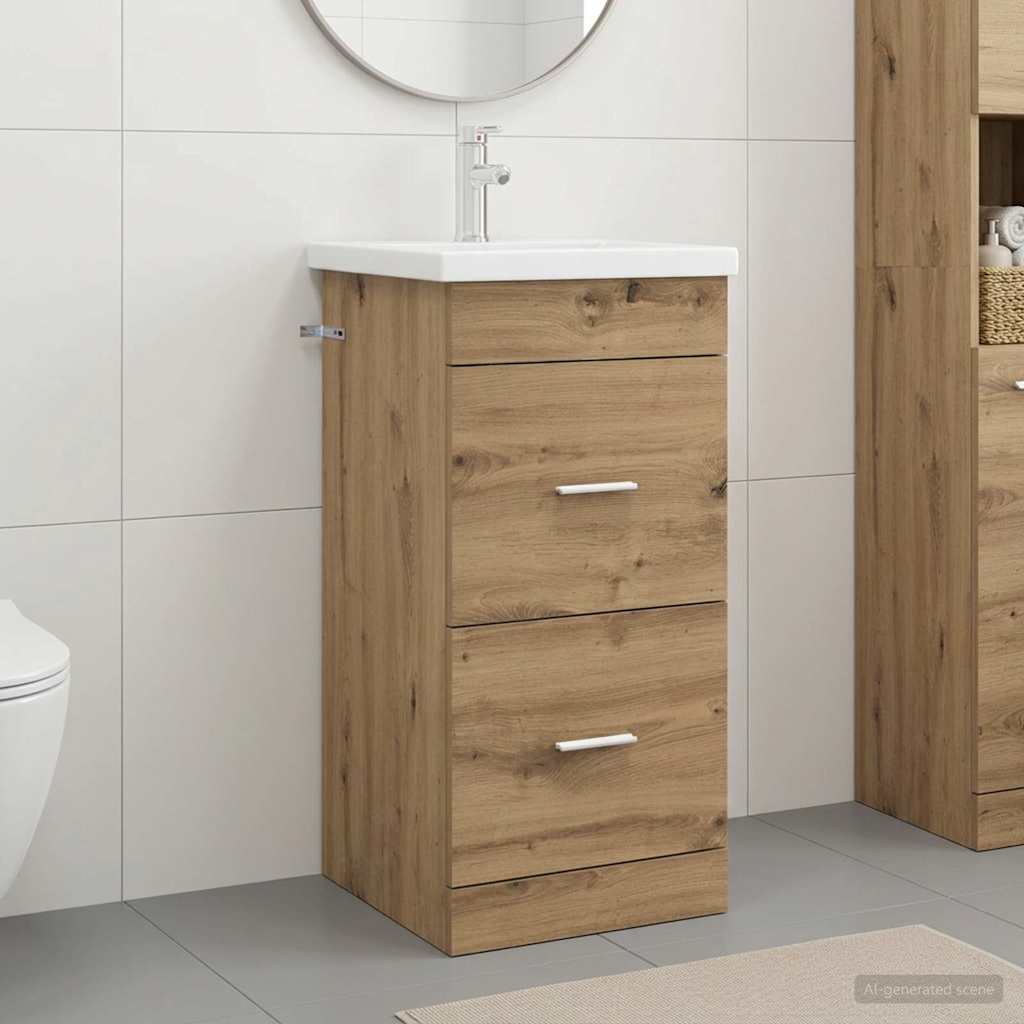 Badrumsspegel med handfat Artisan-ek 42 x 40 x 84,5 cm