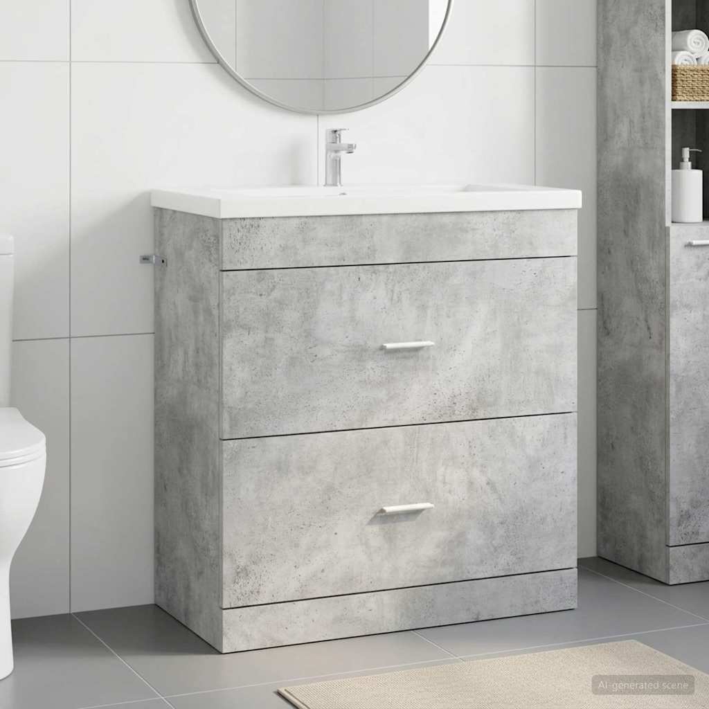 Badrum Under Diskbänk Skåp Betonggrå 78,5 x 37,5 x 81 cm