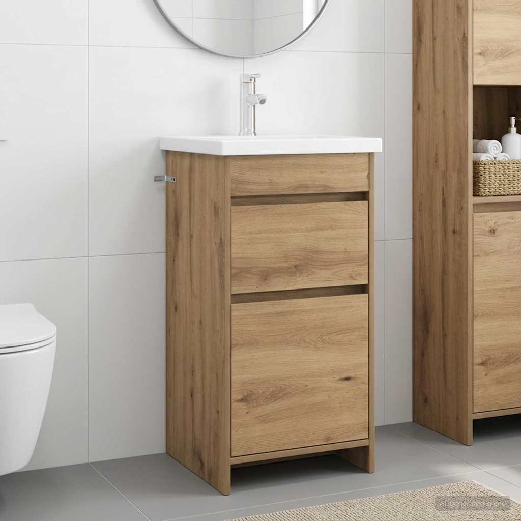 Badrumsspegel med handfat Artisan-ek 42 x 40 x 84,5 cm