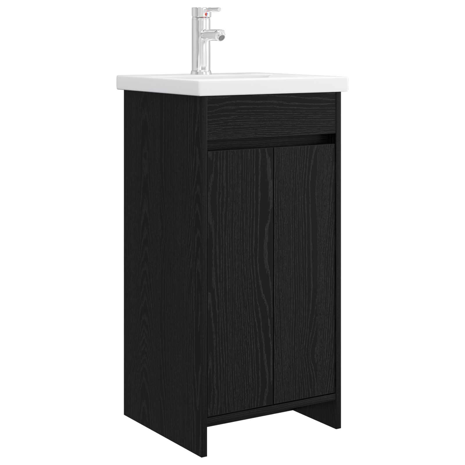 Badrumsspegel med handfat Svart ek 42 x 40 x 84,5 cm