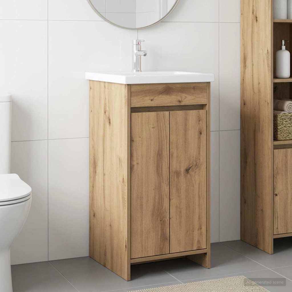 Badrumsspegel med handfat Artisan-ek 42 x 40 x 84,5 cm
