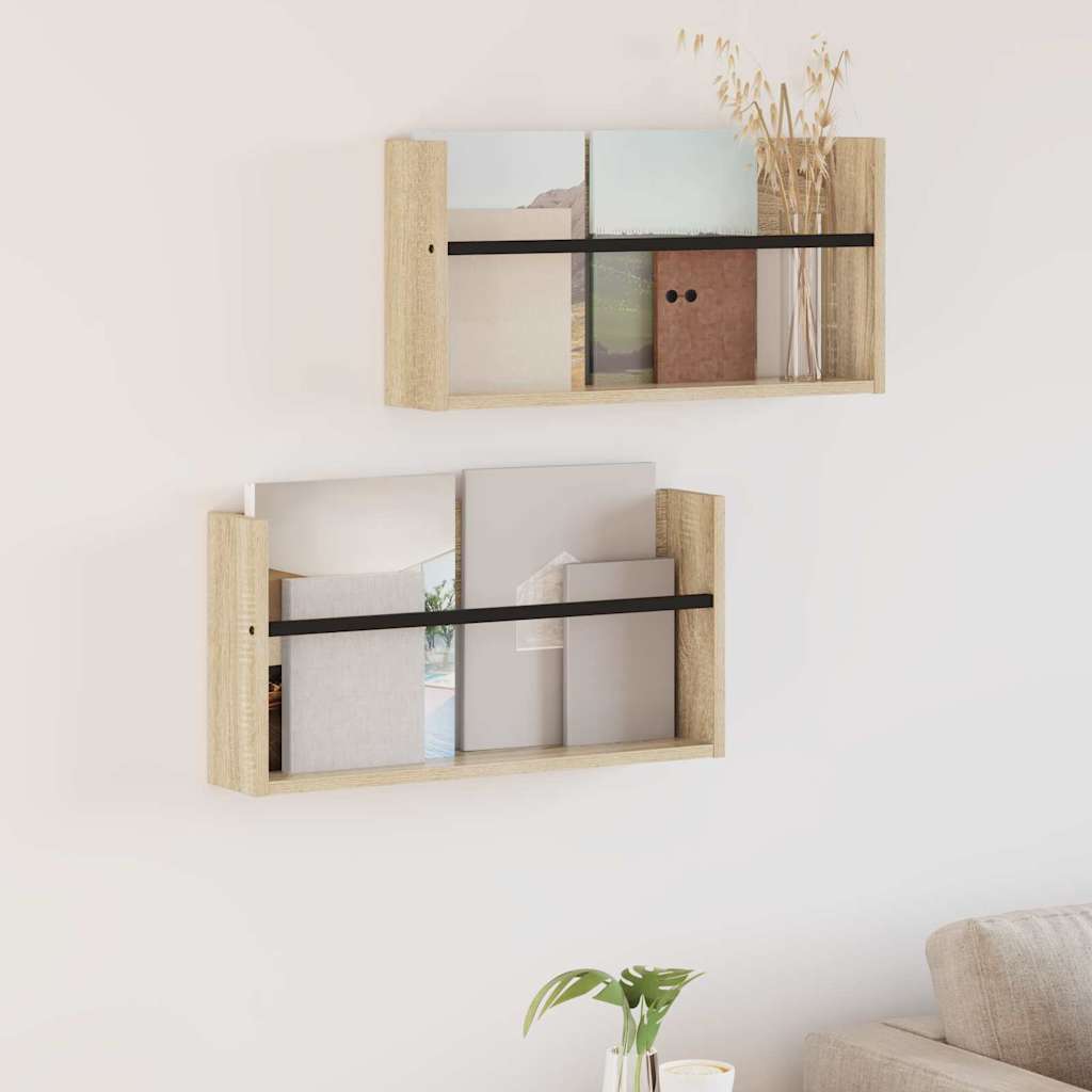 Tidningshylla 2 st Sonoma-ek 60 x 12 x 30 cm Konstruerat trä
