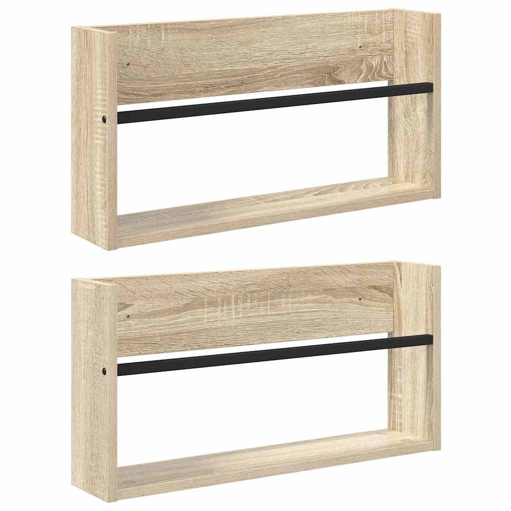 Tidningshylla 2 st Sonoma-ek 60 x 12 x 30 cm Konstruerat trä