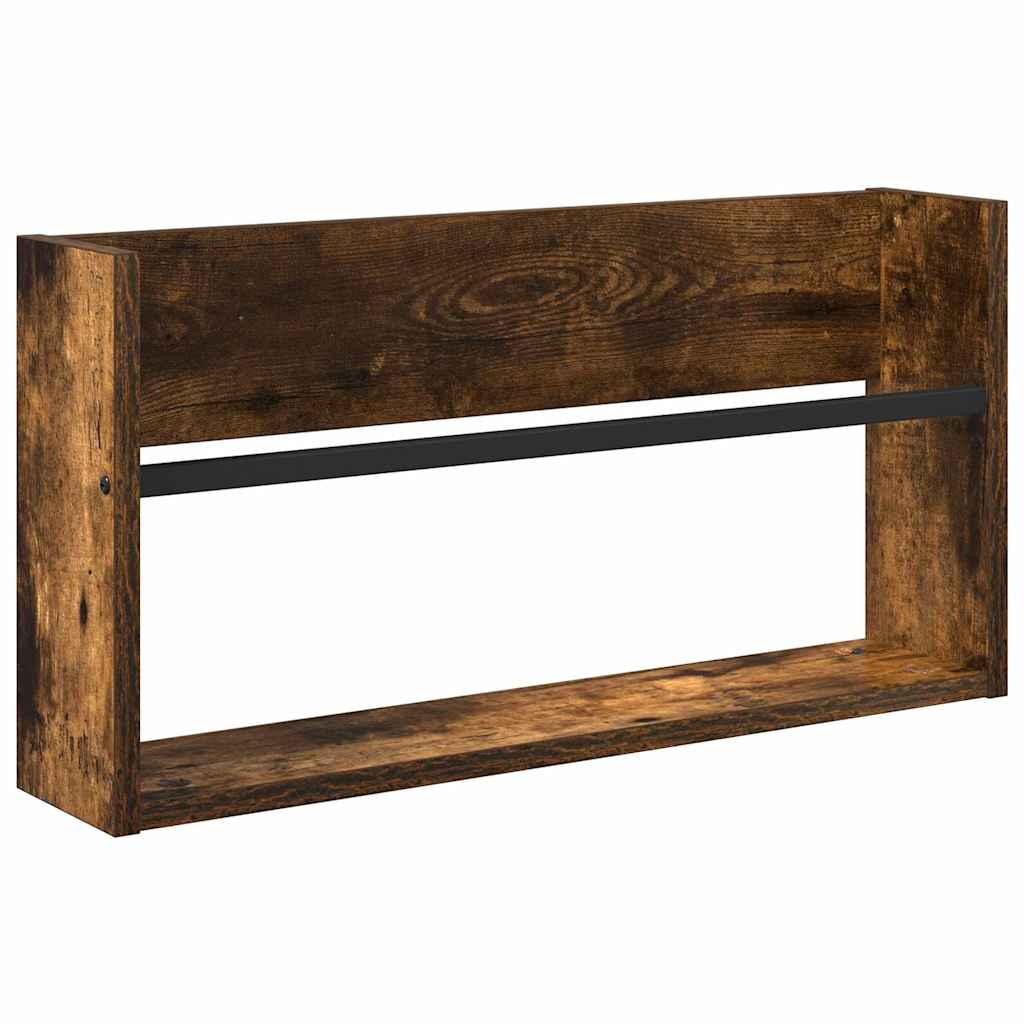 Tidningshylla med hylla Rökt ek 60 x 12 x 30 cm Konstruerat trä