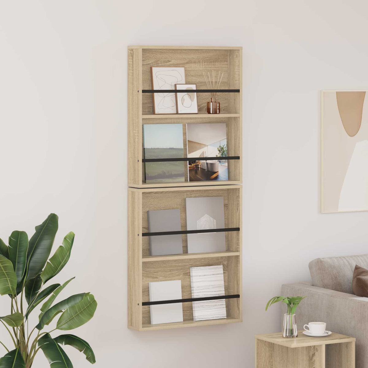 Tidningshylla 2 st Sonoma-ek 60 x 12 x 70 cm Konstruerat trä