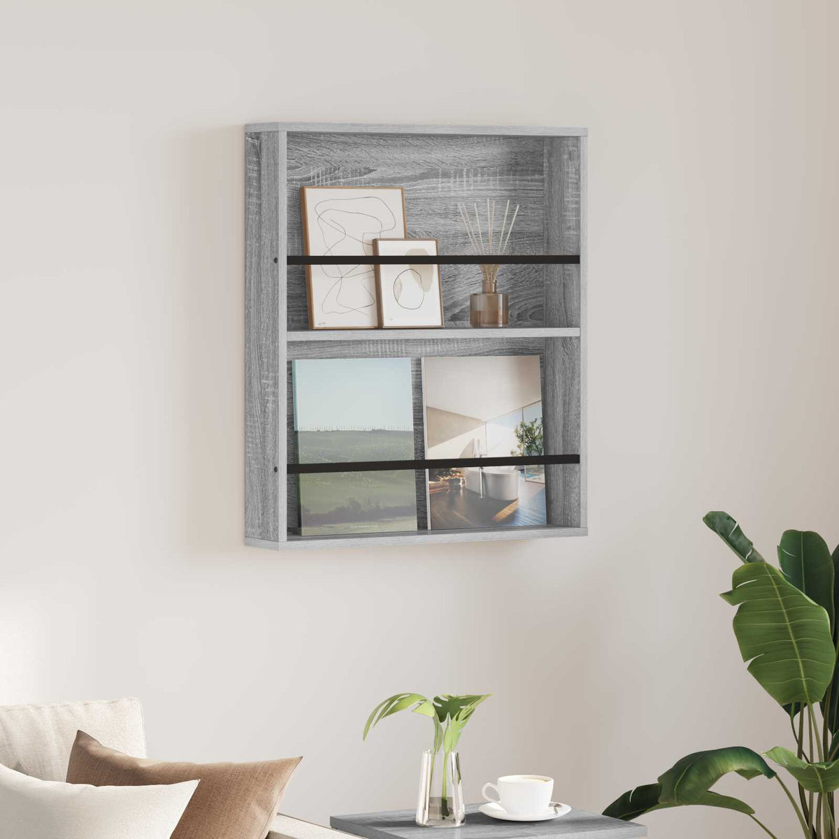 Tidningshylla Grå Sonoma 60 x 12 x 70 cm Konstruerat trä