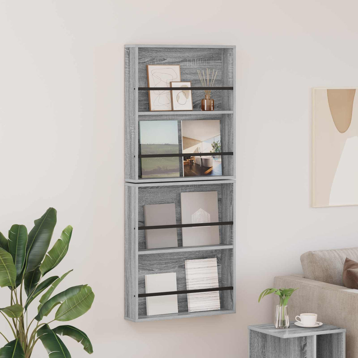 Tidningshylla 2 st Grå Sonoma 60 x 12 x 70 cm Konstruerat trä