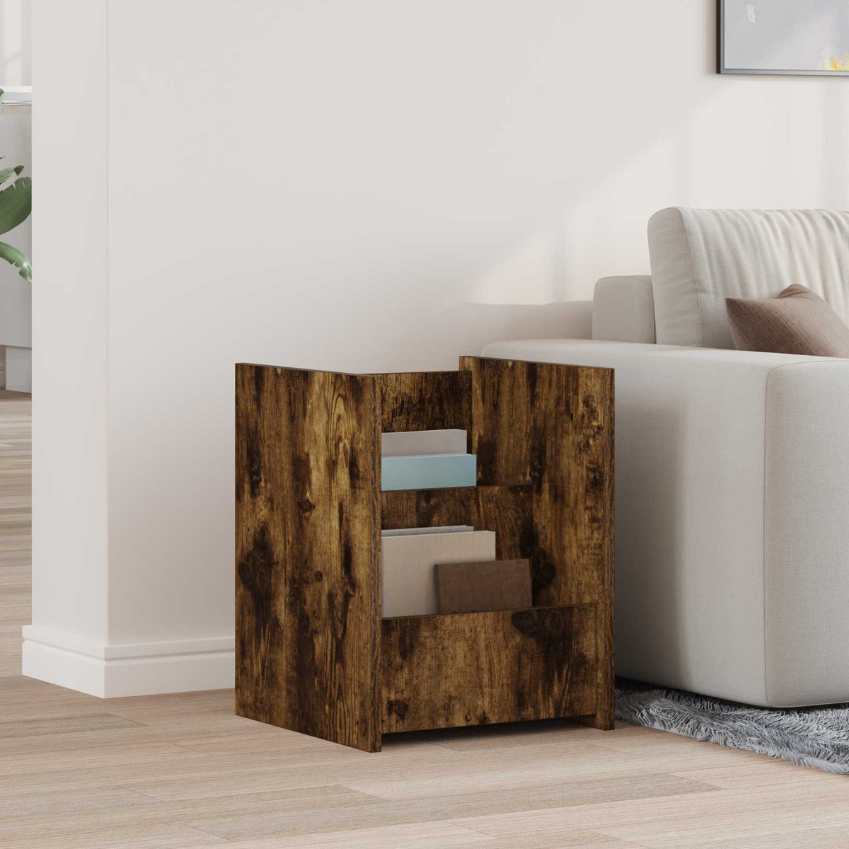 Tidningshylla med hylla Rökt ek 35 x 35 x 45 cm Konstruerat trä