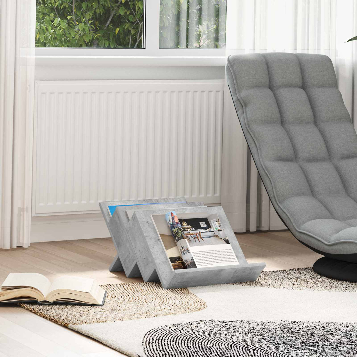 Tidningshylla Betonggrå 53 x 40 x 28,5 cm Konstruerat trä
