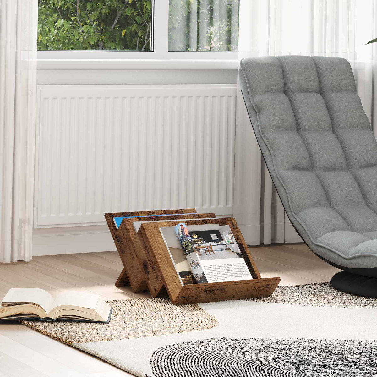 Tidningshylla Gammalt trä 53 x 40 x 28,5 cm Konstruerat trä
