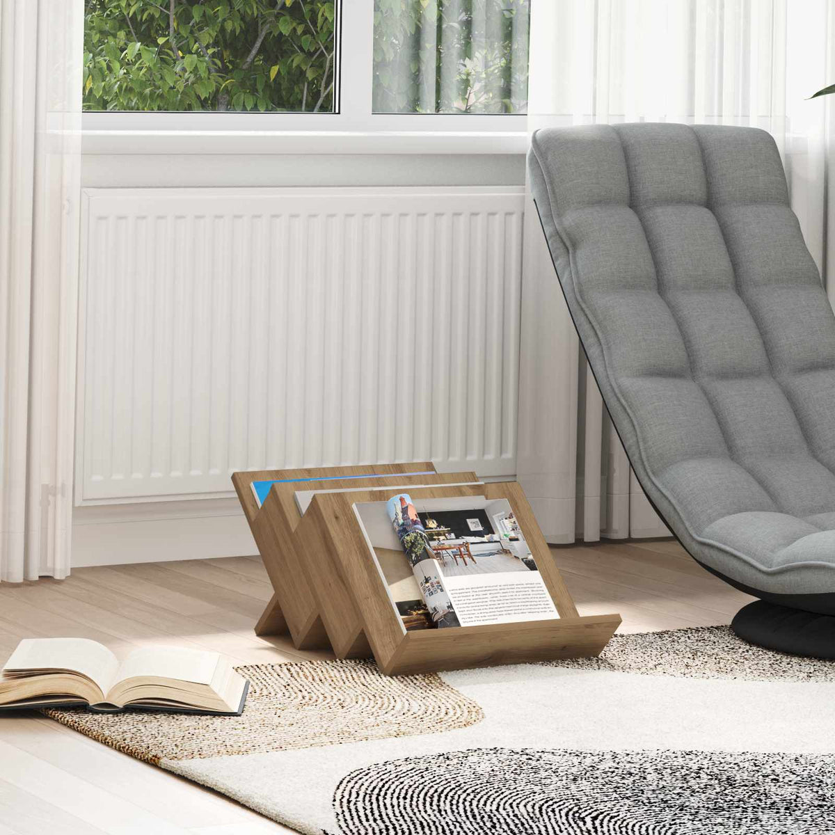 Tidningshylla Artisan Ek 53 x 40 x 28,5 cm Konstruerat trä