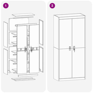 Förvaringsskåp 2 pcs Svart 80 x 40 x 180 cm Kallvalsat Stål