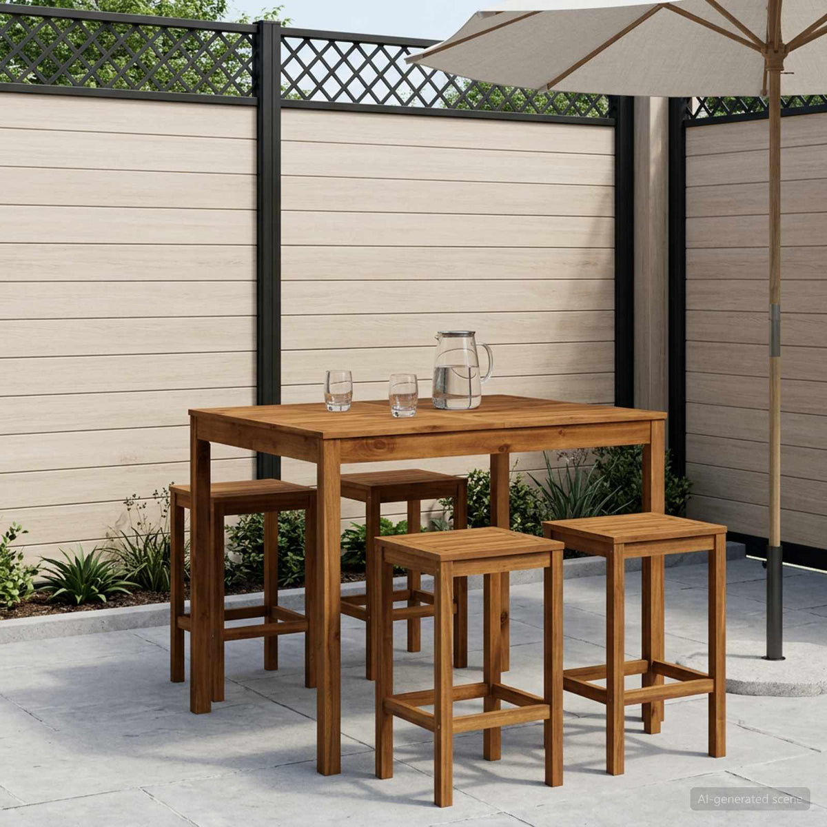 Trädgård Bar Bord Naturlig 110 x 108,5 x 105 cm