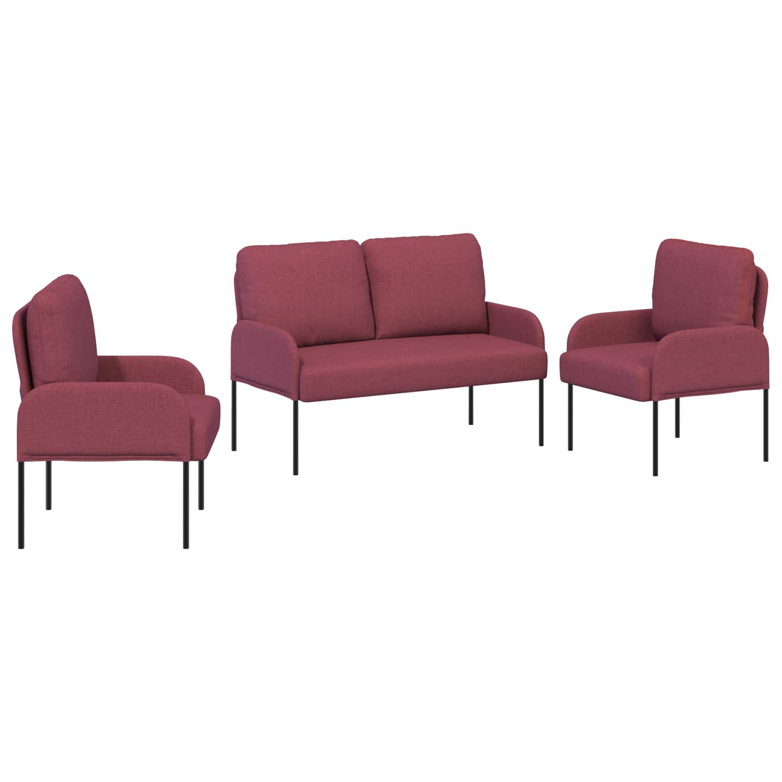 Soffgrupper med kudde 3 pcs Vinröd 115 x 56 x 80 cm Plywood