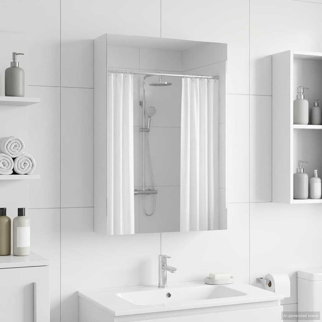 Badrumsspegelskåp Vit 40 x 10,5 x 60,5 cm Konstruerat trä