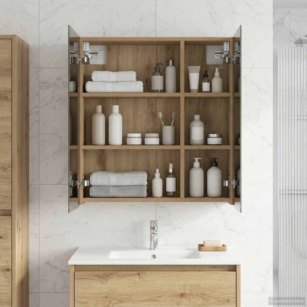 Badrumsspegelskåp Artisan-ek 60 x 14,5 x 70 cm Konstruerat trä