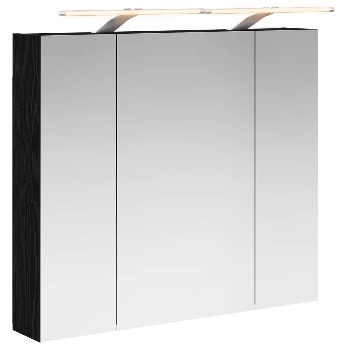 Badrumsspegelskåp Svart Ek 80 x 14.5 x 70 cm Konstruerat trä