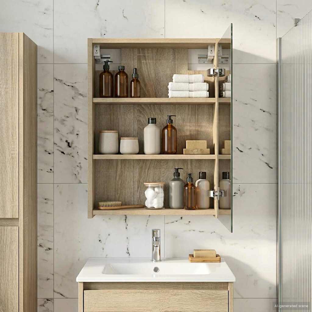 Badrumsspegelskåp Sonoma-ek 43 x 16 x 62.5 cm Konstruerat trä