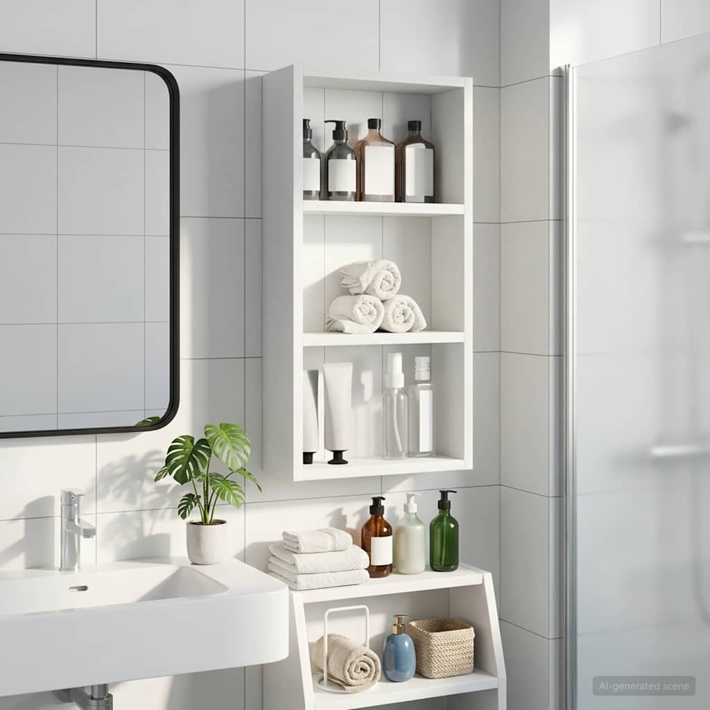 Badrumsväggskåp med hylla Vit 30 x 10 x 60,5 cm Konstruerat trä