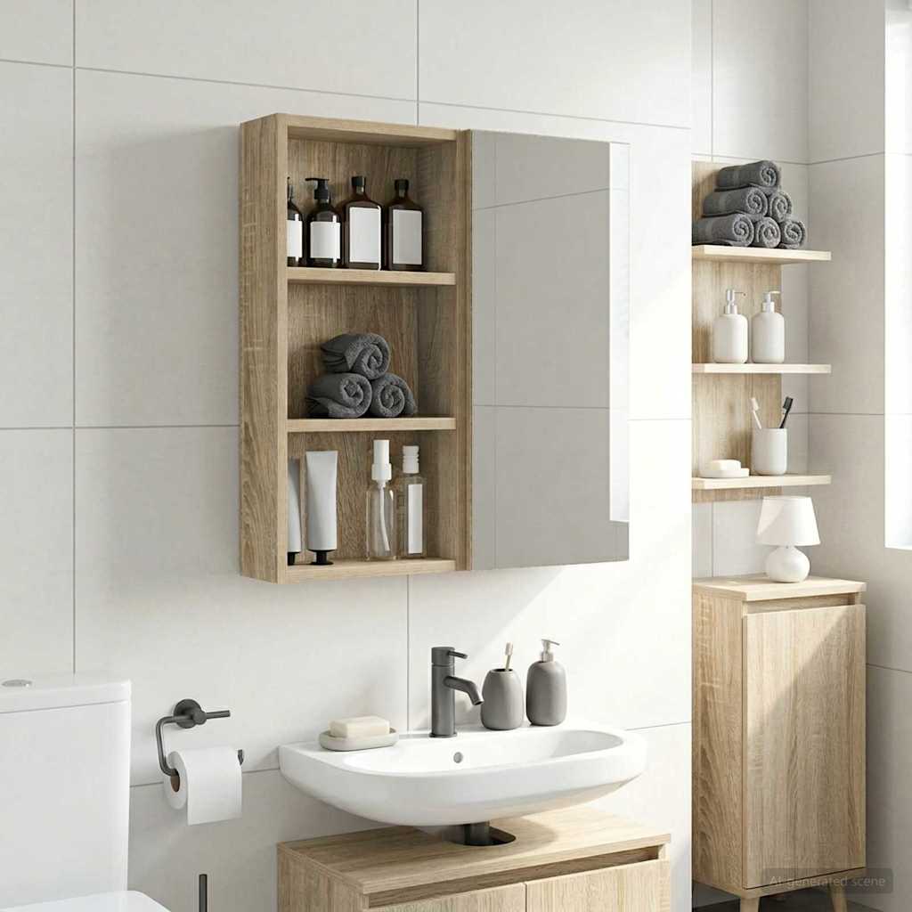 Badrumsväggskåp Sonoma-ek 30 x 10 x 60,5 cm Konstruerat trä