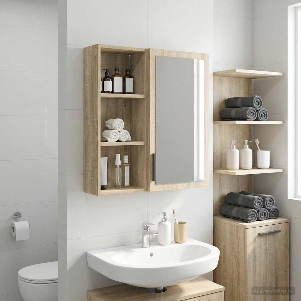 Badrumsväggskåp Sonoma-ek 30 x 14 x 70 cm Konstruerat trä