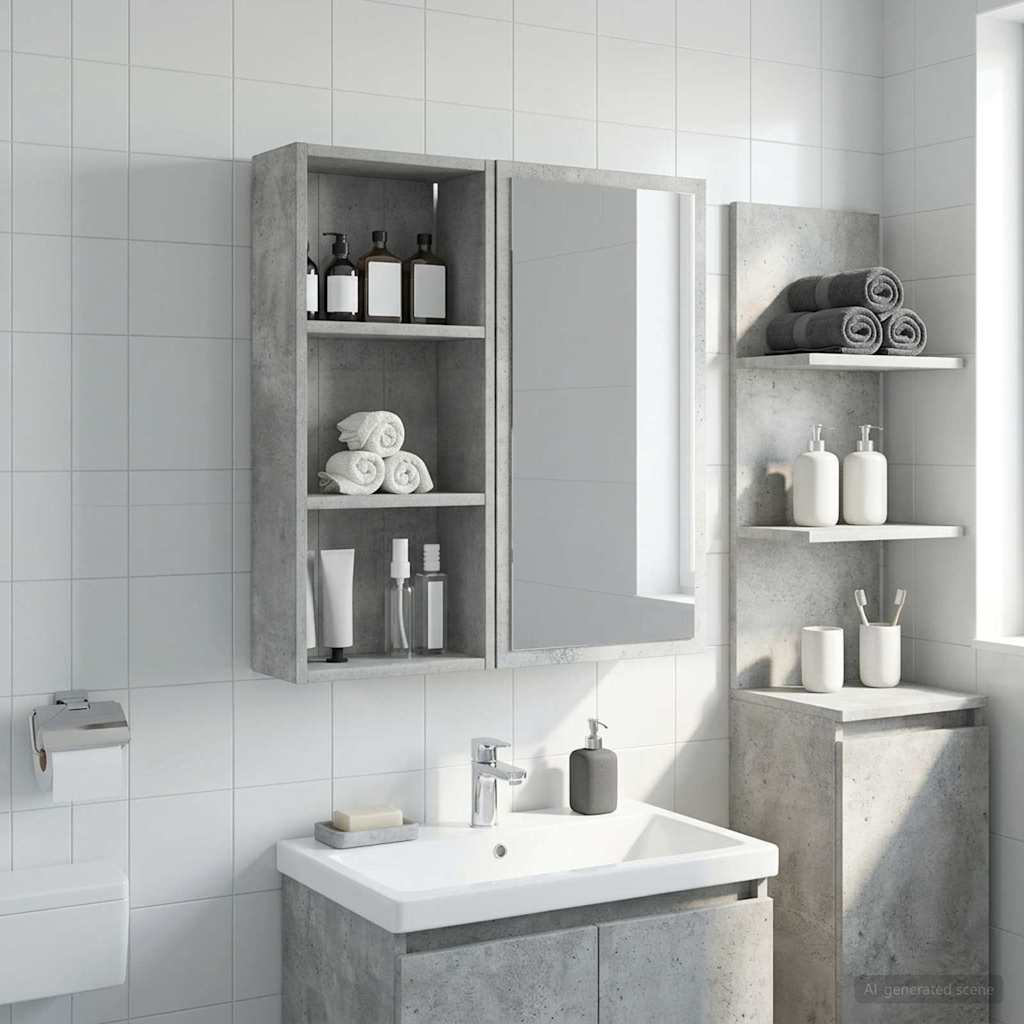 Badrumsväggskåp BetongGrå 30 x 14 x 70 cm Konstruerat trä