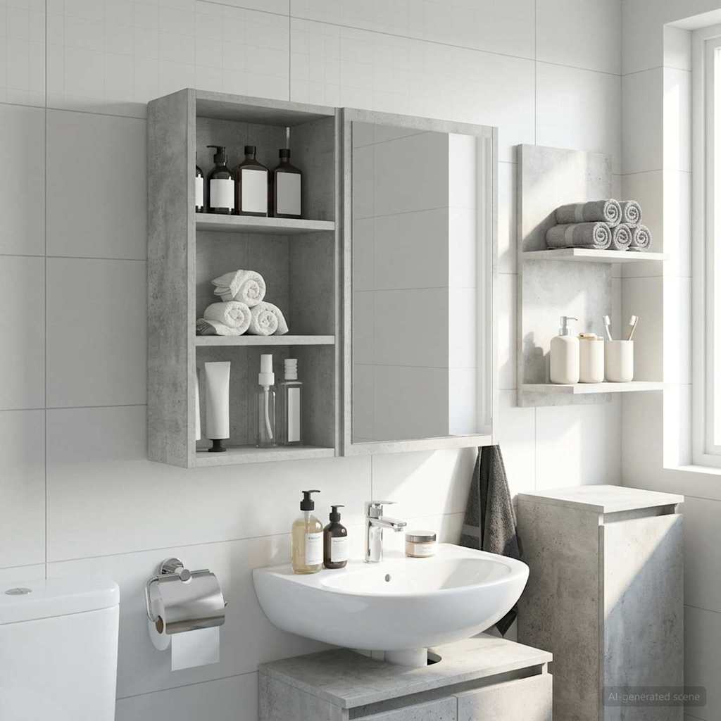 Badrumsväggskåp BetongGrå 30 x 16 x 62,5 cm Konstruerat trä