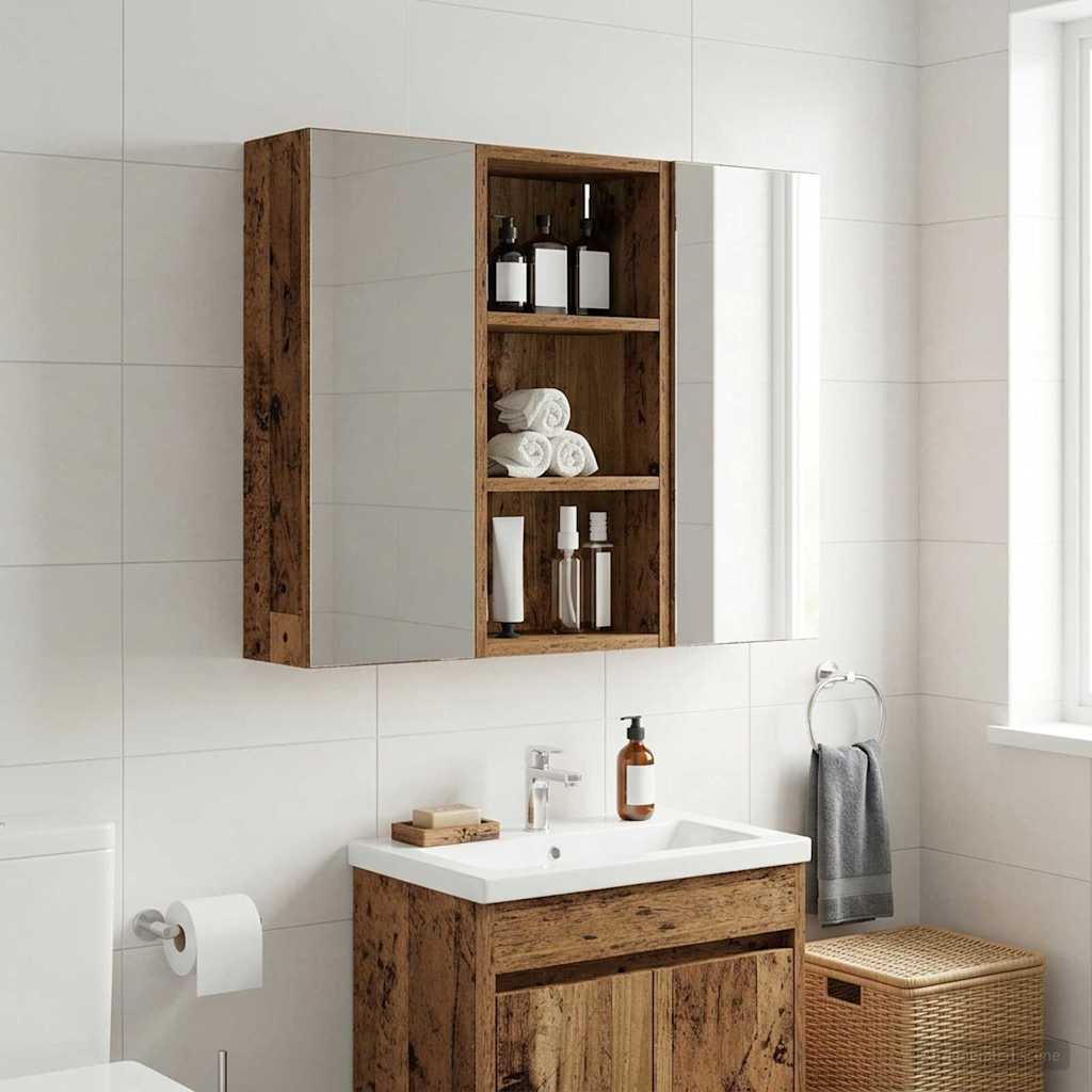 Badrumsväggskåp Gammalt trä 30 x 16 x 62,5 cm Konstruerat trä