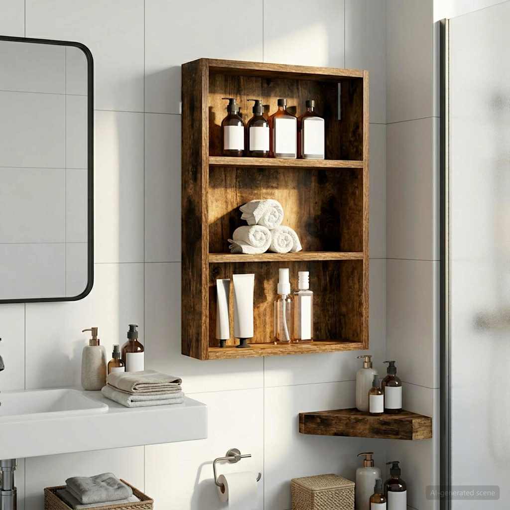 Badrumsväggskåp Rökt Ek 40 x 10 x 60,5 cm Konstruerat trä