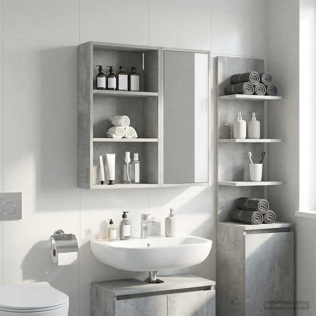 Badrumsväggskåp BetongGrå 40 x 14 x 70 cm Konstruerat trä