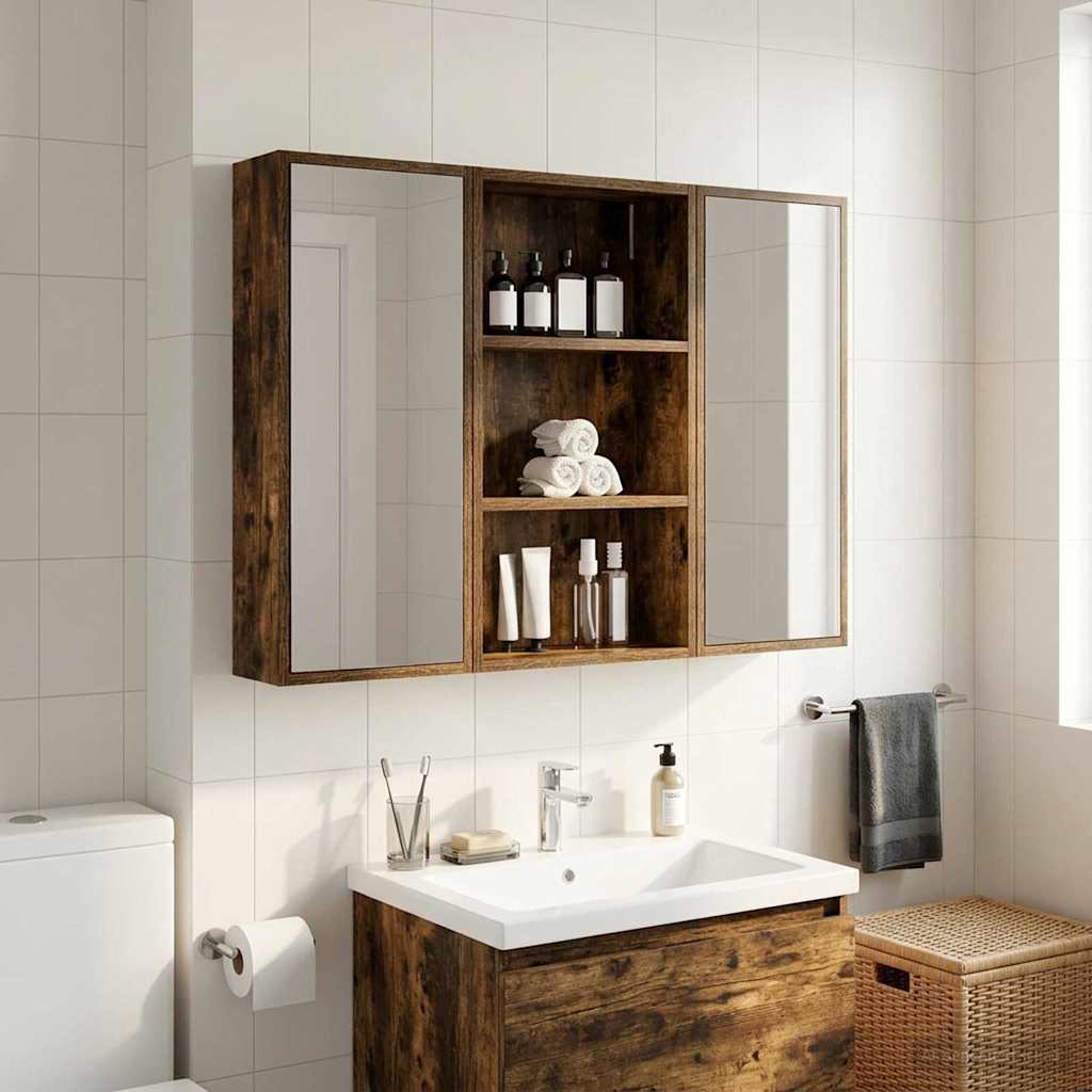 Badrumsväggskåp Rökt Ek 40 x 14 x 70 cm Konstruerat trä