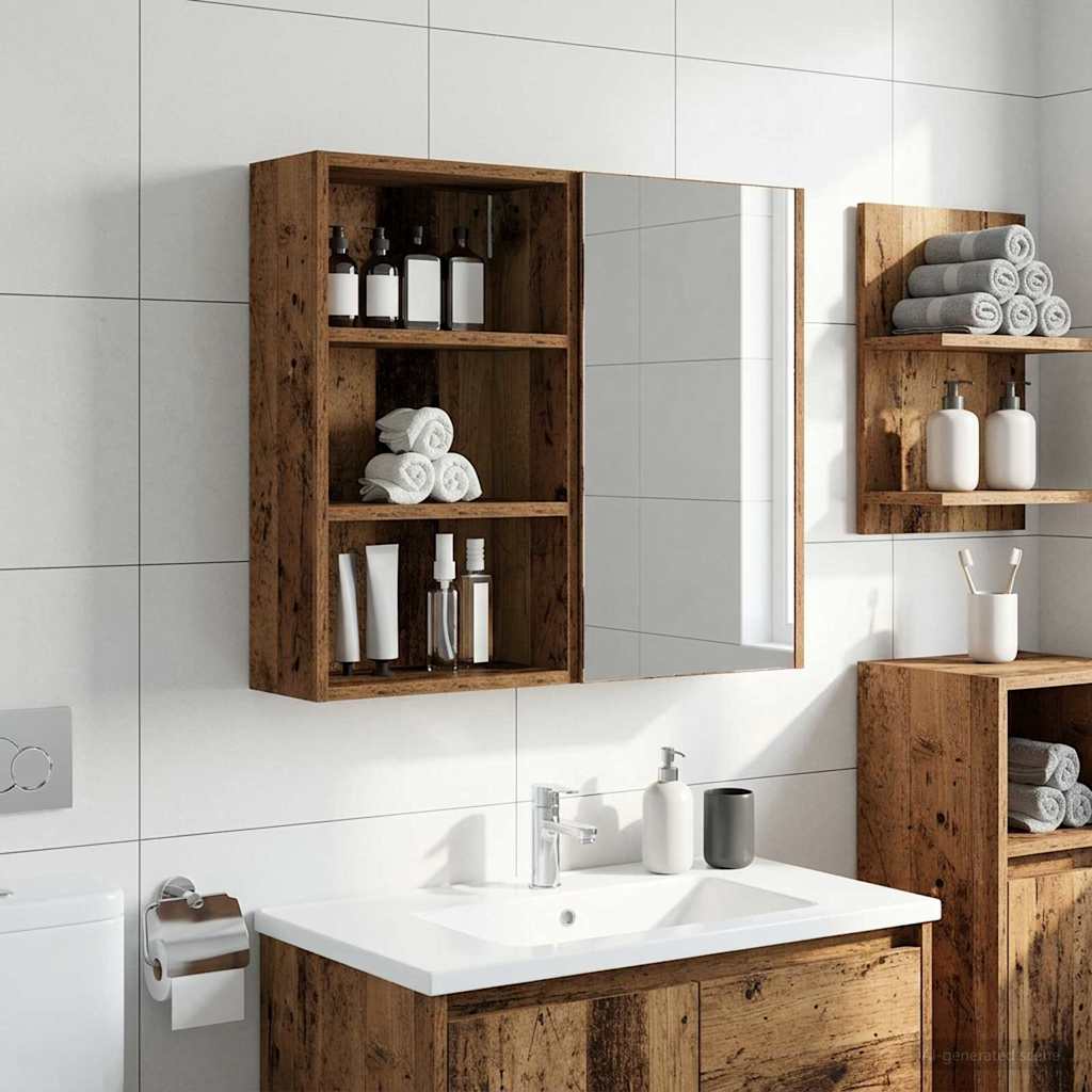 Badrumsväggskåp Gammalt trä 40 x 16 x 62,5 cm Konstruerat trä