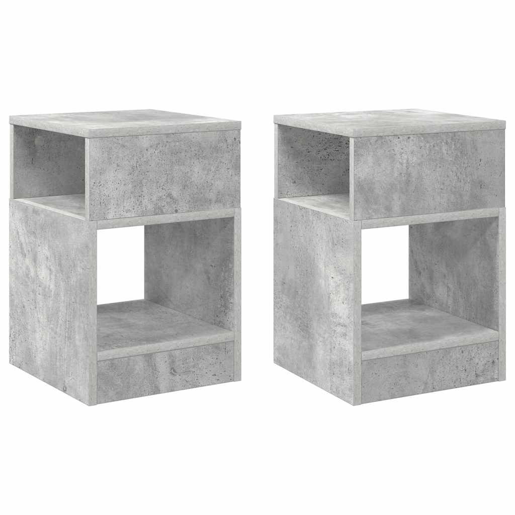 Sidobord 2 st Betonggrå 30,5 x 30 x 45 cm Konstruerat trä