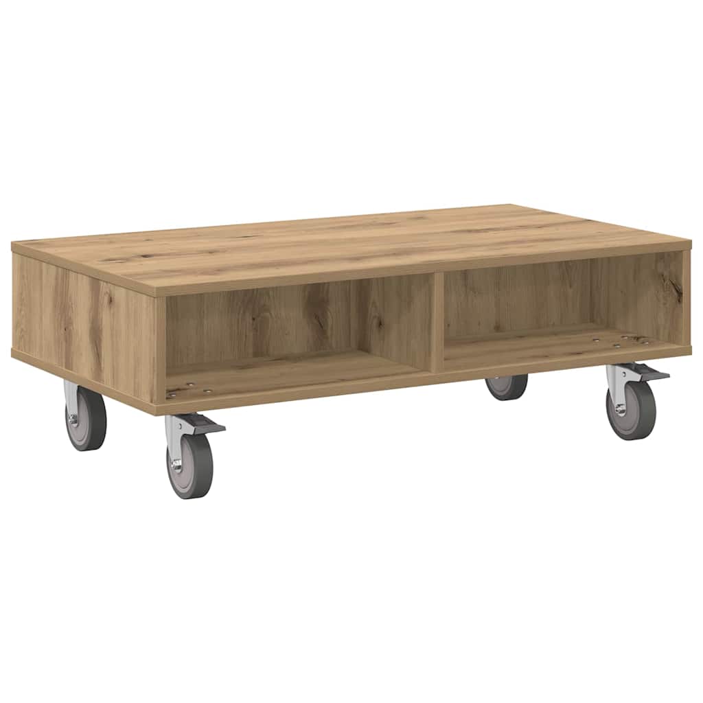 Sido bord med hjul Artisan Ek 90 x 50 x 30 cm Konstruerat trä