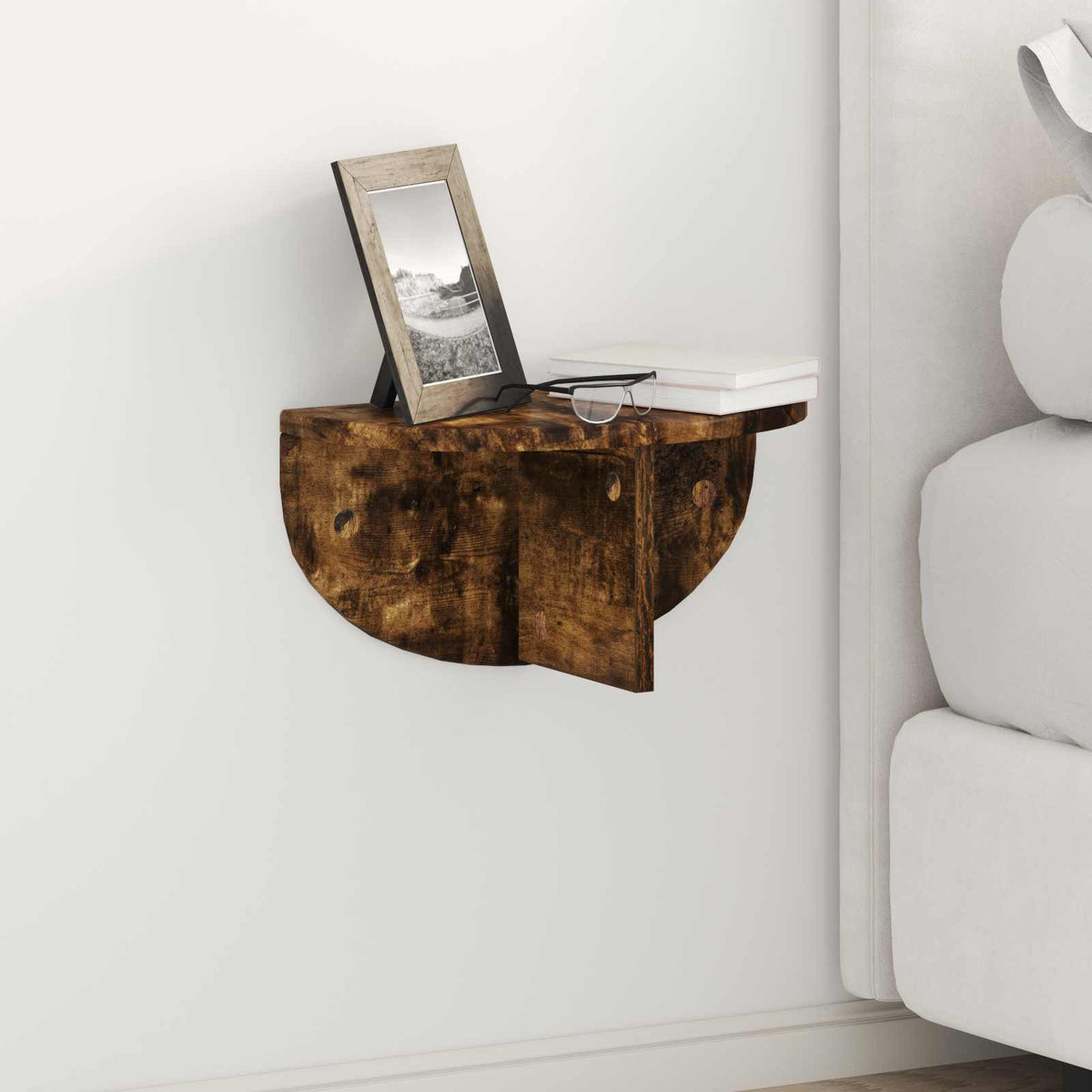 Vägg hylla 2 st Rökt ek 38 x 19 x 19 cm Konstruerat trä