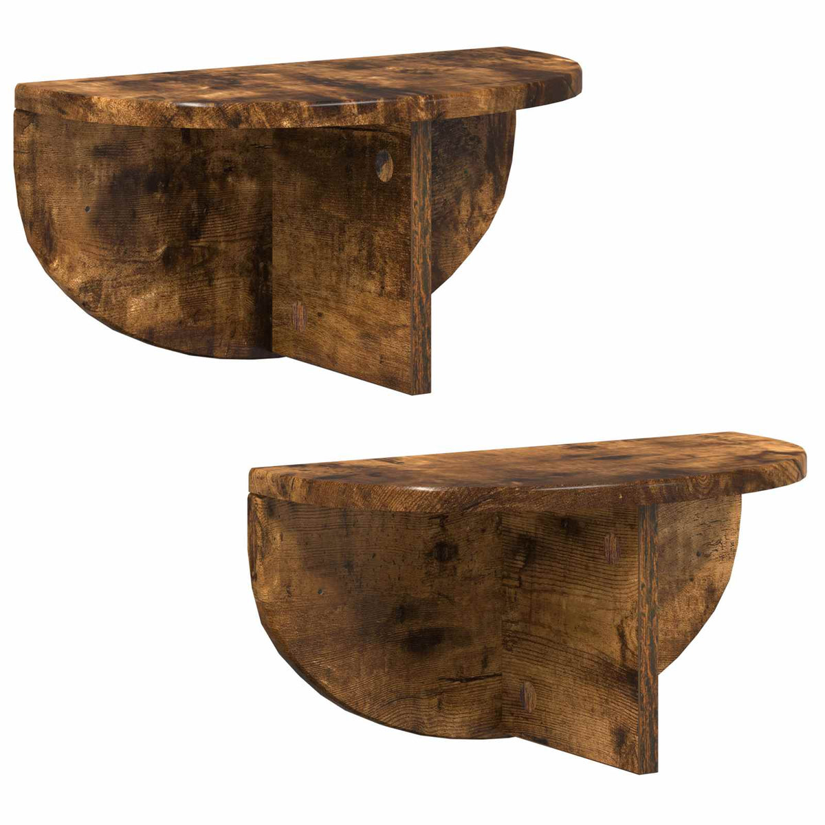 Vägg hylla 2 st Rökt ek 38 x 19 x 19 cm Konstruerat trä