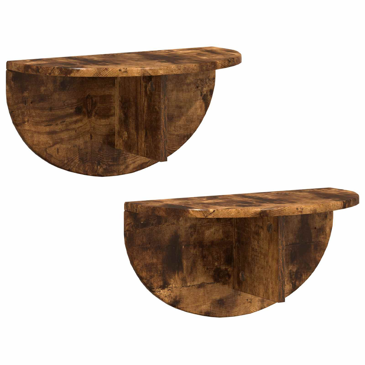 Vägg hylla 2 st Rökt ek 48 x 24 x 24 cm Konstruerat trä