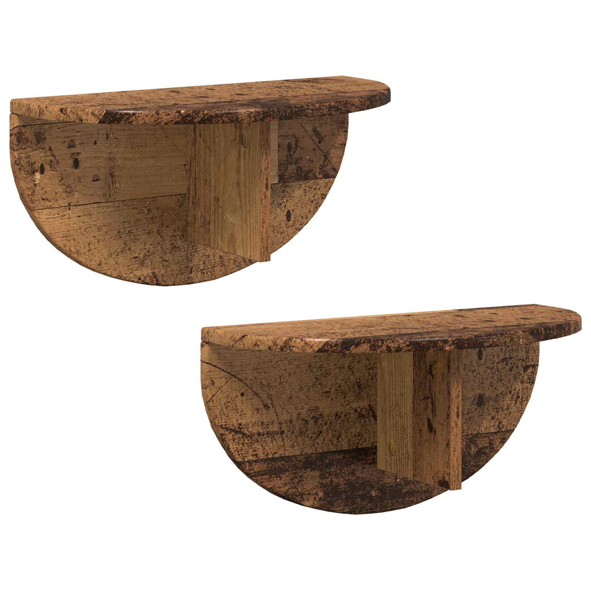 Vägg hylla 2 st Gammalt trä 48 x 24 x 24 cm Konstruerat trä