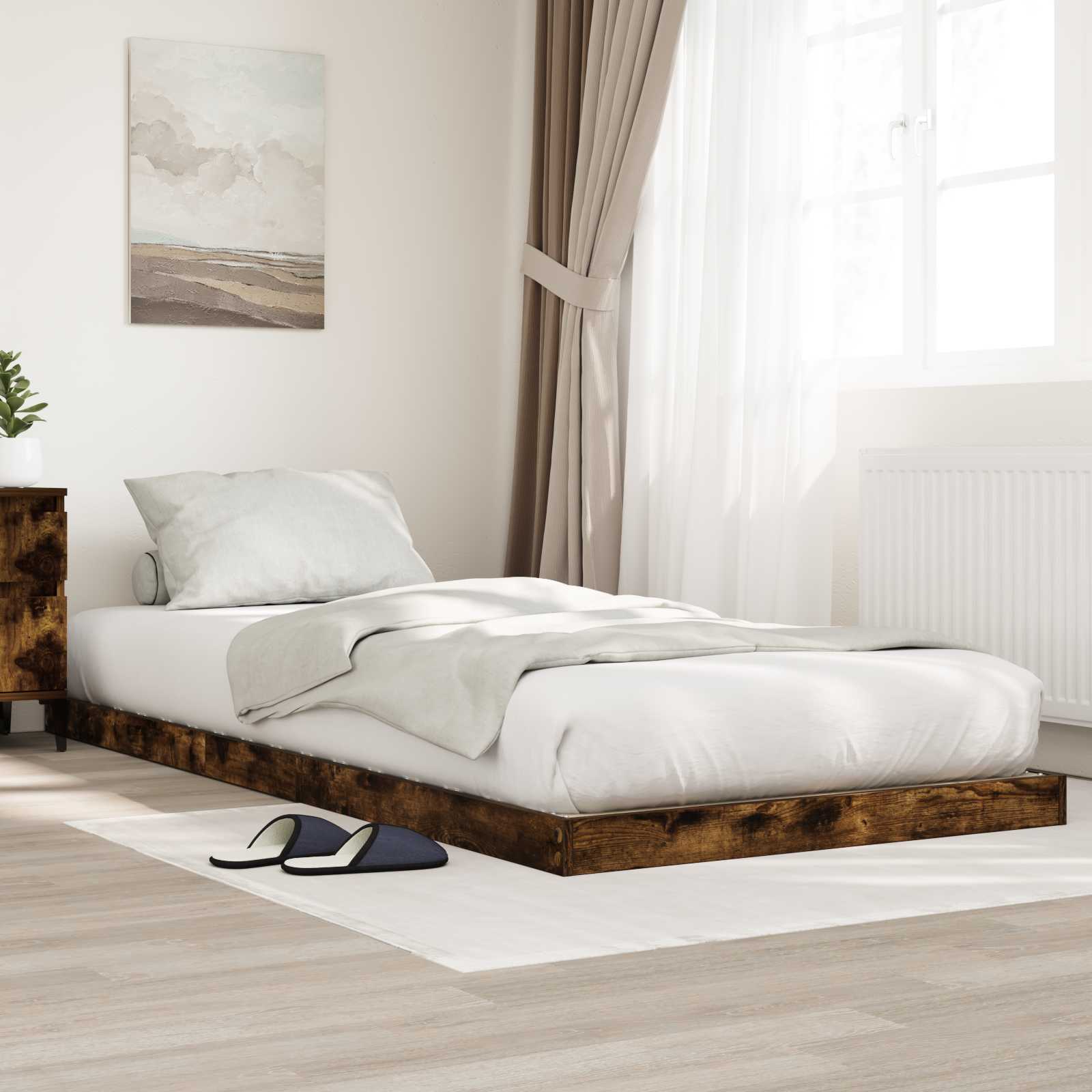 Sängram Rökt ek 90 x 190 cm Konstruerat trä