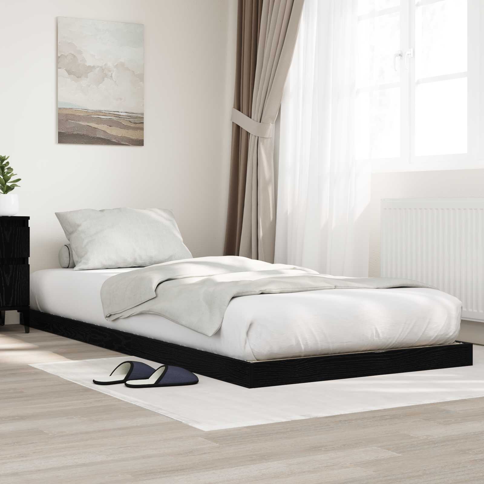 Sängram Svart Ek 80 x 200 cm Konstruerat trä