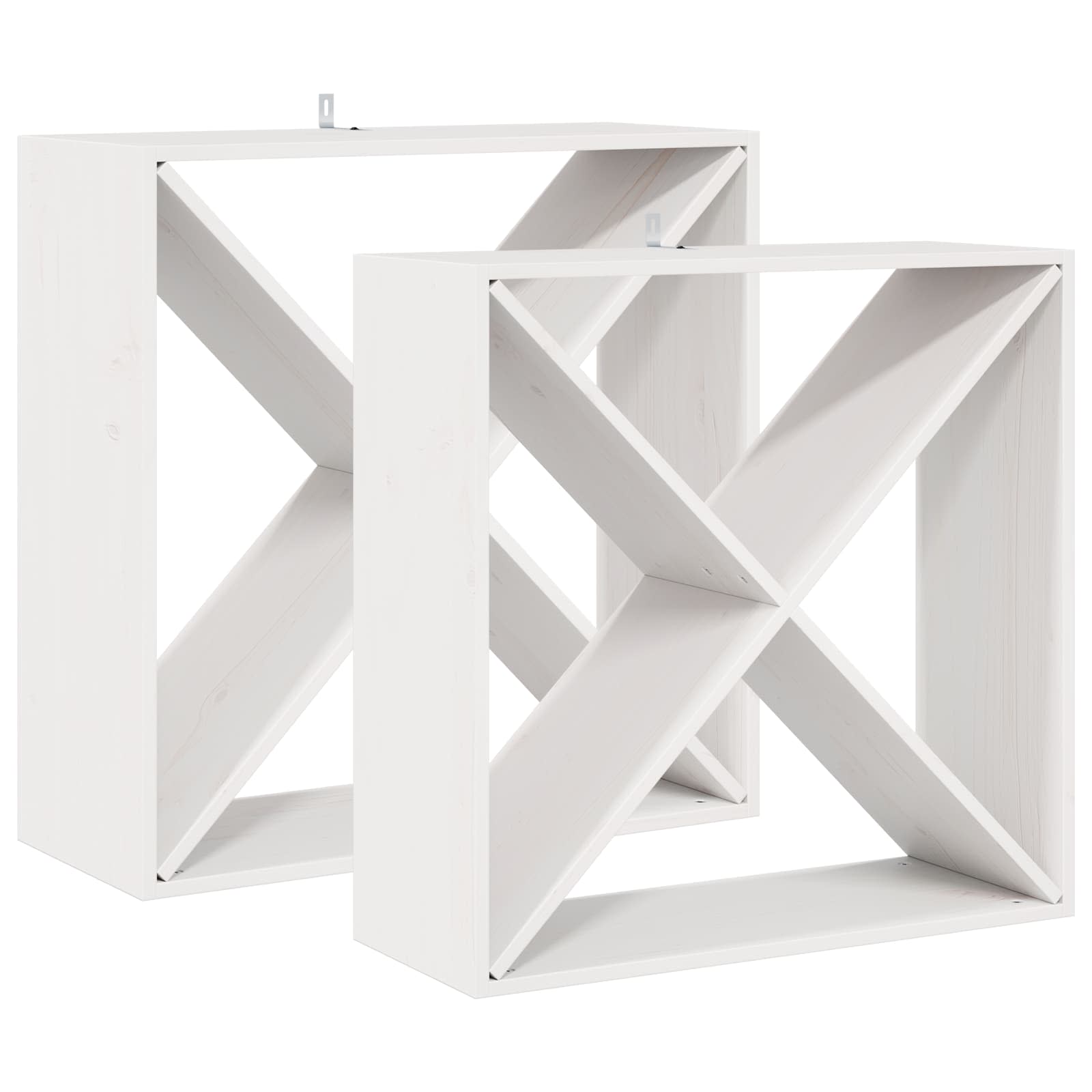 Vinställ 2 st Vit 62 x 25 x 62 cm Massiv furu