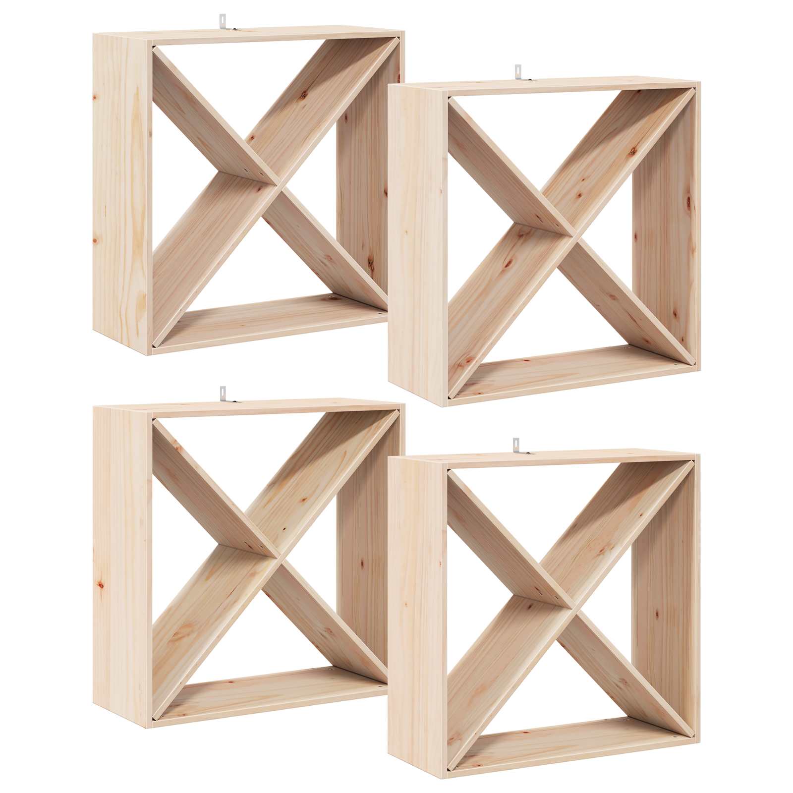 Vinställ 4 st Naturfärg 62 x 25 x 62 cm Massiv furu