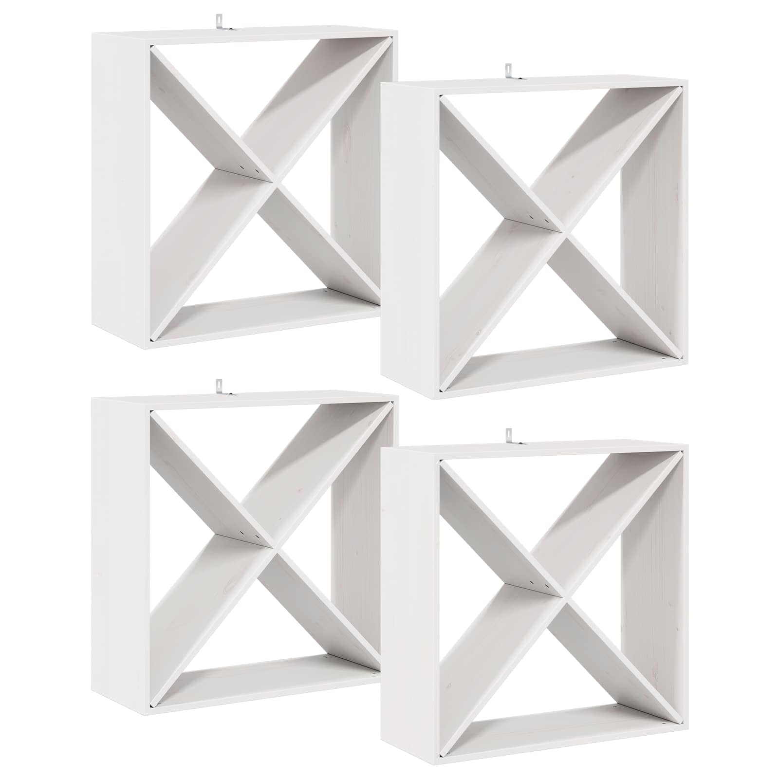 Vinställ 4 st Vit 62 x 25 x 62 cm Massiv furu