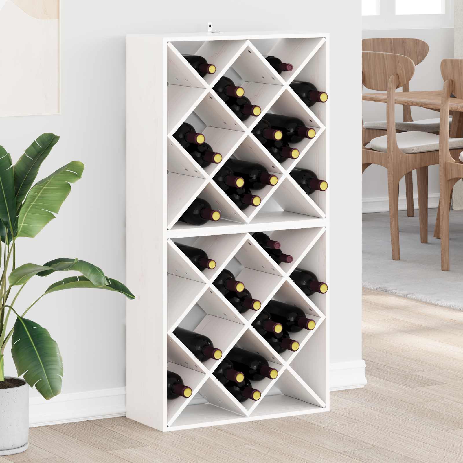 Vinställ 2 st Vit 62 x 25 x 62 cm Massiv furu