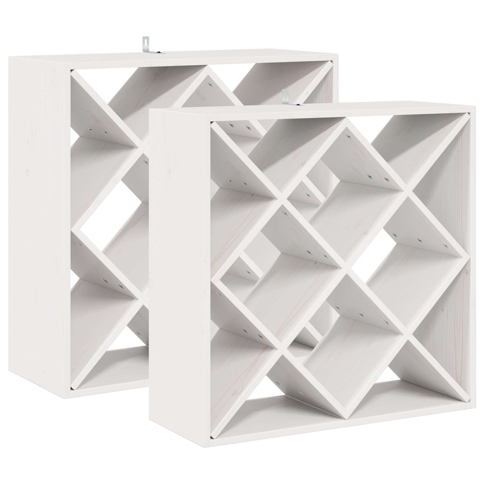 Vinställ 2 st Vit 62 x 25 x 62 cm Massiv furu