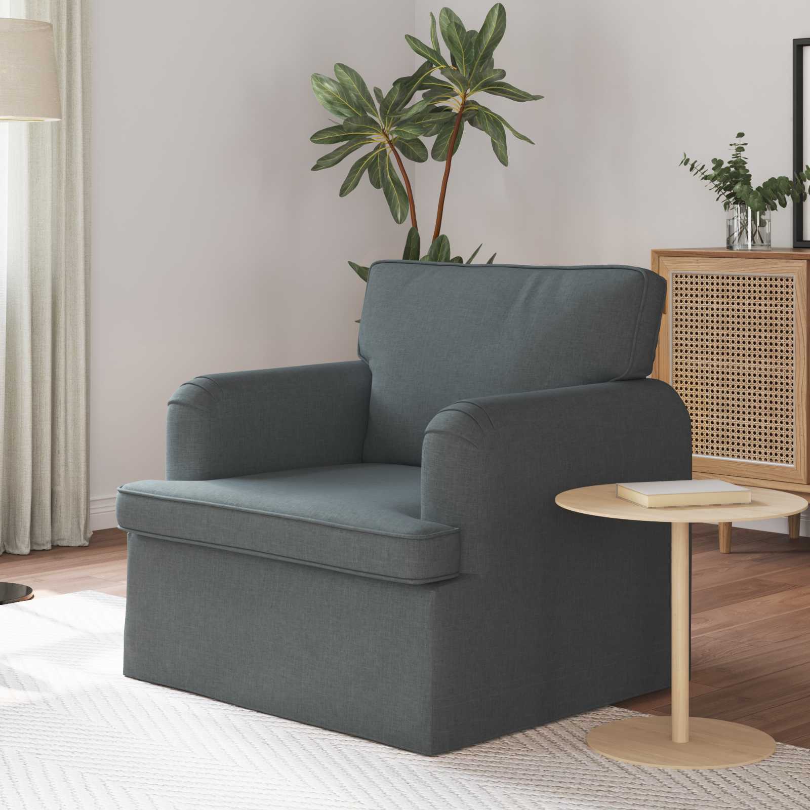 Soffa Mörkgrå 84 x 80 x 85 cm tyg