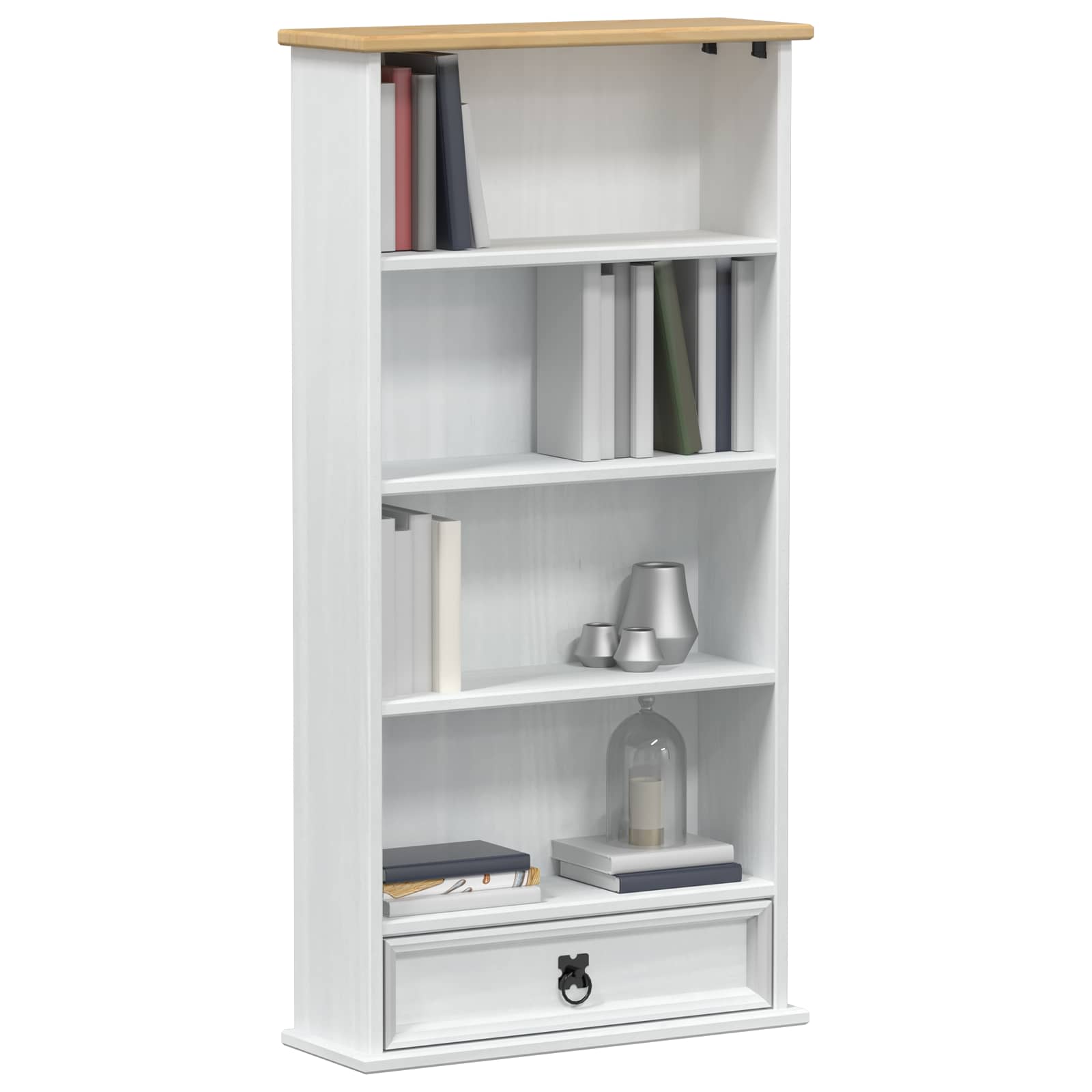 CD-skåp Vit 52 x 17,5 x 103 cm Massiv furu